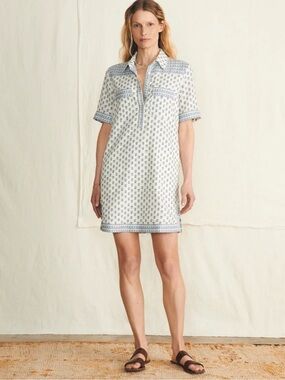 Faherty Rae Dress White Lotus Print Size S